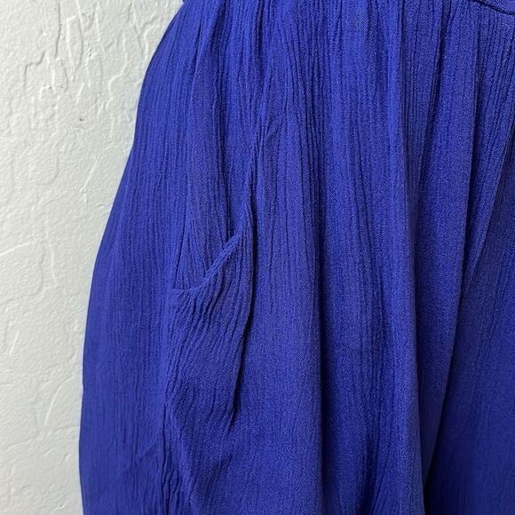 Blue Rain romper navy blue pink embroidery cape like top elastic waist size XS - Picture 4 of 14